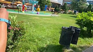 Damn, Slutty Shaved Beauties Fuck Wild in Public Aquapark Wet Pussy Chaos!