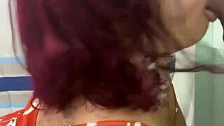 tattooed redhead teen deepthroats rough dildo in solo session