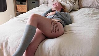 Skinny virgin Lana Rey teases pussy rub hardcore solo