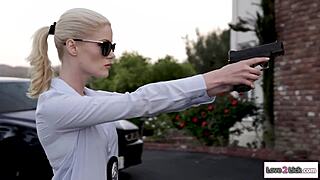 Dominant cop grinds face while submissive lesbian rims her tight ass