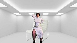 Granny Princess Leia Fingers to Dark Side Orgasm and Cum
