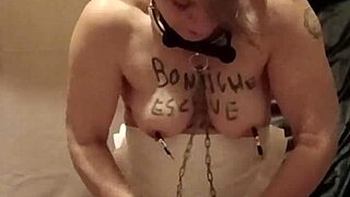 Humiliated European Maid Slave Flashes Whore in Tiny Apron