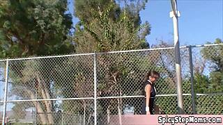 Sexy Brunette Golddigger Horny from Outdoor Basketball POV Blowjob