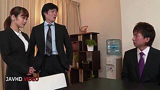 anju akane's seductive curves ignite her steamy office threesome