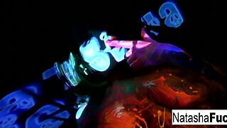 Busty Natasha Nice Glows in Seductive Black Light Tease