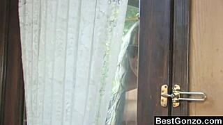 Lesbian Milf Seduces Tattooed Blonde on Sofa with Toys