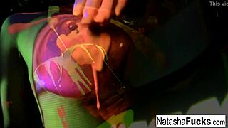 Busty Natasha Nice Glows in Seductive Black Light Tease