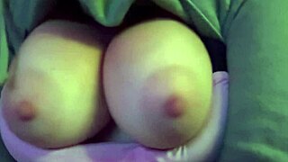 horny italian milf bounces huge tits close-up slowly