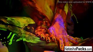 Busty Natasha Nice Glows in Seductive Black Light Tease