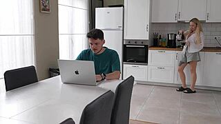 omg plumber fixes pipe then slams my tight pussy rough in kitchen!