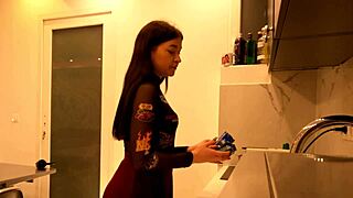 big ass brunette babe flashes panties from cut miniskirt