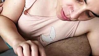 Steamy Handjob Blowjob Cumplay Ignites Before Bed