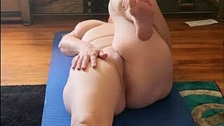 Sexy Vee Stretches Naked in Yoga Poses Flashing Saggy Tits and Pussy