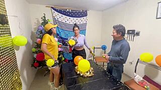 Friends dive into steamy homemade threesome action together