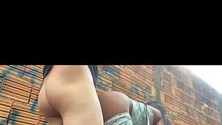 Intense thrills from outdoor fuck behind favela wall