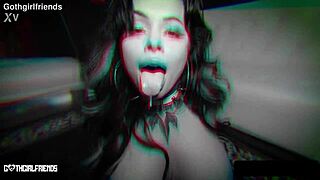 Busty tattooed goddess squirts then cleans every drop