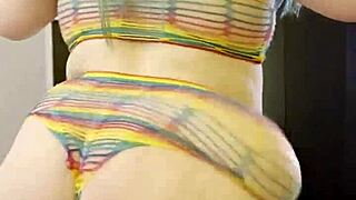 Rainbow Clad Joan Day Fingers Herself Shaking Massive Chubby Ass