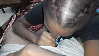 busty ebony roleplay thot gives sloppy deepthroat blowjob on the floor