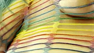 Rainbow Clad Joan Day Fingers Herself Shaking Massive Chubby Ass