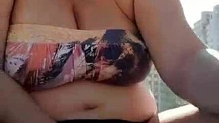 Solo Ebony Milf With Big Tits Pissing On Sunny Beach