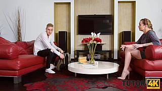 tutor4k guy skips physics to stretch blonde mature teacher's tight holes