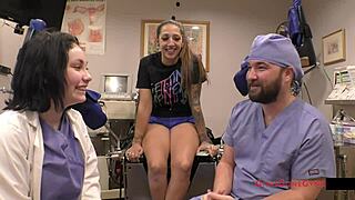 Stefania Mafra's Tanned Tattoo Nurse Physical Spreads Wide