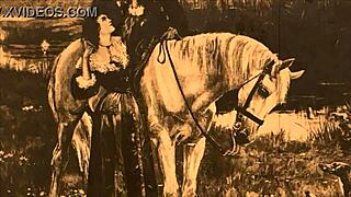 Vintage erotic beauties pose nude in antique passionate scenes