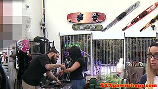 spex pawnee drools on pawnbroker's hidden cam dick