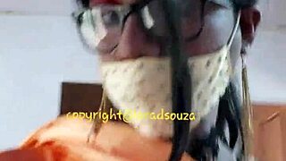 Lara DSouza's Orange Satin Saree BDSM Crossdressing Seduction