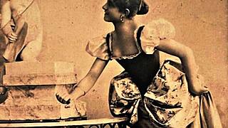 Vintage erotic beauties pose nude in antique passionate scenes