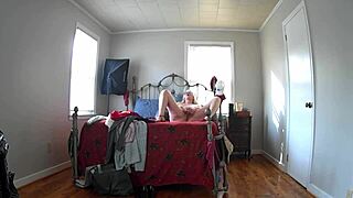 hidden cam WATCHES mature babe home from shopping try on clothes and masturbate hard