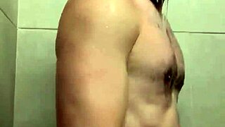 Intensely stroking huge cock solo at home