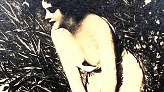 Vintage erotic beauties pose nude in antique passionate scenes