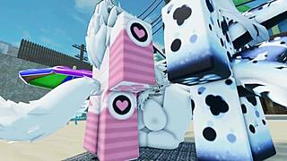 Shark pounds furry beach sex frenzy!