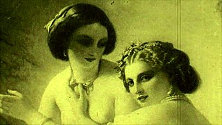 Vintage erotic beauties pose nude in antique passionate scenes