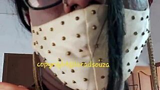 Lara DSouza's Orange Satin Saree BDSM Crossdressing Seduction