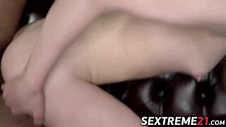 skinny brunette teen 18+ with tiny tits bounces on huge old cock cowgirl style