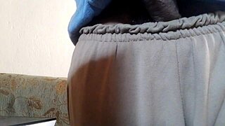 athletic guy casually shows off his thick cock for fans