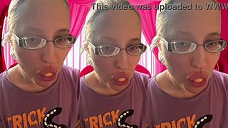 asmr glasses girl pops bubblegum bubbles for headphone tingles