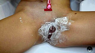 shaving my unshaven pussy up close pov!