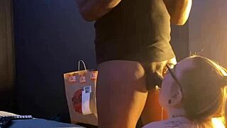 gracie deepthroats and sucks her gamer boyfriend's big cock