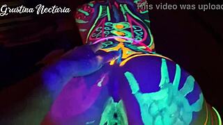 Slim Tanned Tattoo Girl Fucked Hard Under UV Lights