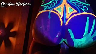 Slim Tanned Tattoo Girl Fucked Hard Under UV Lights