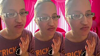 asmr glasses girl pops bubblegum bubbles for headphone tingles