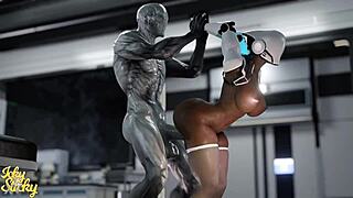 huge ass robot babe takes massive alien cock pounding part 3