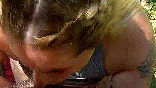 Blonde Begs Bold Outdoor Cum Kisses