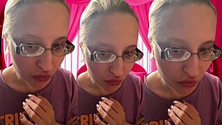asmr glasses girl pops bubblegum bubbles for headphone tingles