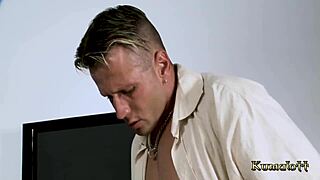 two guys tease slutty horny babe with small tits