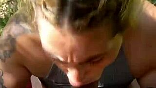 Blonde Begs Bold Outdoor Cum Kisses
