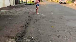 pretty slut sucks huge cock publicly in street toilet swallowing every drop